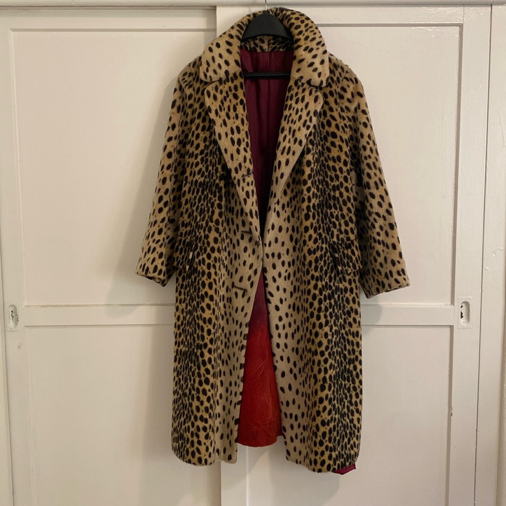 Vintage 60s Leopard Faux Fur Coat